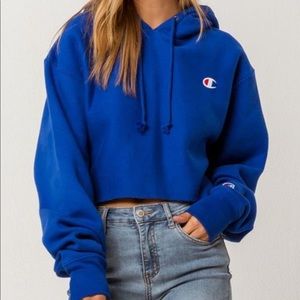 Blue Champion Hoodie Cropped